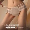 Ropa interior sexy de encaje satinado de acetato estilo francés para mujer, de malla hueca, transpirable, de algodón puro, antibacteriana, de cintura media.