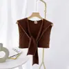 Xale Pequeno de Ombro para Quarto com Ar Condicionado no Verão Cachecol de Proteção para Pescoço Fino para Primavera e Outono para Mulheres Versátil Celebridade da Internet Camisa de Malha