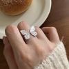 Anillo de mariposa de plata de ley 925 para mujer, abierto, estilo coreano, de alta gama, con diseño de mariposa.