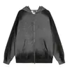 Moletom Cardigan com Capuz Tie-Dye Studded Casual High Street Retrô Americano para Homens e Mulheres, Novo Estilo Primavera Casual Solto Jaqueta Tendência