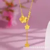 Nueva Tienda Dorada de Moda Mismo Estilo Popular en Xiaohongshu Collar con Borla de Flor Romántica Flor de Cerezo Cuentas de Disco Regalo para Novia