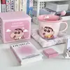 Taza de Cerámica de Crayon Shin Taza de Agua Escala Linda para Niños Taza para Café Desayuno Regalo de Cumpleaños para Pareja