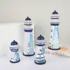 Faro de Lata Oceánico Led Intermitente Decoración Creativa para el Hogar Artesanías de Hierro Faro de Estilo Mediterráneo Decoración