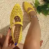 Zapatos Mary Jane Multicolores de Estilo Sencillo para Mujer, con Correa Única Ajustable y Parte Superior de Malla Hueca, Planos de Talla Grande