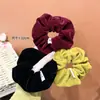 Novo Scrunchie Estilo Francês Cor Sólida Versátil Prendedor de Rabo de Cavalo Corda para Coque Outono e Inverno Acessório de Cabelo de Alta Qualidade Estojo de Couro