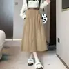 Elegante falda midi de pana para mujer, nuevo diseño retro de cintura alta, efecto adelgazante, dobladillo ancho elegante, estilo coreano