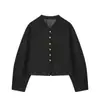 Fabricante de ropa de mujer transfronterizo al por mayor moda 2026 versátil simple chaqueta corta de manga larga decorada con botones