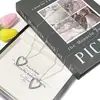 Colar com Pingente Coração Vazado Estilo Happyrim Coreano para Mulheres, Simples Versátil Gargantilha Corrente de Suéter Acessório de Joia