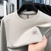 Nueva Camiseta Polo de Manga Larga de Algodón y Lana Sin Costuras para Hombre de Mediana Edad Color Sólido Casual de Negocios Cuello Polo Superior sin Planchar