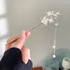 Grampo de Cabelo Flor com Franja Estilo Antigo para Mulheres, Novo Grampo de Cabelo de Alto Padrão Estilo Chinês, Novo Modelo 2024, Grampo de Cabelo para Vestido Ma Face, Acessório de Cabelo