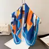 Bufanda Estampada Geométrico Color-Blocking de Seda Sintética, Chal de Alta Gama, Bufanda Versátil para el Cuello, Pañuelo Cuadrado Pequeño, Pañuelo para la Cabeza, Bufanda para Mujer