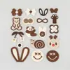 Patch de Aplicação Bordado Animal Cartoon Laço Flor Marrom Acessórios de Grampo de Cabelo Sapatos Chapéus Bolsas Acessórios de Vestuário