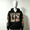 Outono Inverno 2026 Nova Moda Europeia e Americana Halloween Padrão Engraçado Moletom com Zíper Moletom Largo Estampado