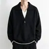 Suéter de Punto Falso Dos Piezas con Cuello para Hombre Temporada Otoño/Invierno 2026 Nuevo Estilo Camisa Polo Doble Cuello en V Ropa de Lana Ropa Interior