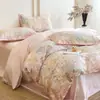 Conjunto de quatro peças com estampa digital em algodão 100% de fibra longa de Xinjiang, capa de edredom impressa de alta qualidade em algodão puro, lençol e conjunto de cama