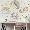 Tj16012 Pegatina de Pared Unicornio Soñador Arcoíris Dorado Foil Dormitorio Sala de Estar Habitación Infantil Decoración de Fondo Pegatina de Pared Autoadhesiva