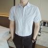 Verano Nueva Camisa de Manga Corta para Hombre Juvenil Business Casual Estampado a Rayas Ajuste Business Camisa para Hombre