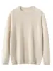 Suéter Masculino de Gola Redonda Liso 100% Caxemira Pura, Novo Outono/Inverno Tricô Solto Pulôver Manga Longa Camisa Base