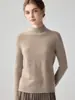 Suéter de Punto para Mujer Otoño/Invierno 100% Cachemira con Cuello Semi Alto y Diseño Jacquard Hueco, Suave y Agradable para la Piel, Corte Entallado, Suéter de Punto Simple de Manga Larga