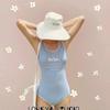 Traje de baño de una pieza ajustado deportivo de color sólido con letras simples para dropshipping Traje de baño pequeño fresco para estudiantes Mujer
