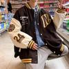 Marca de Moda Retro Americana Chaqueta de Béisbol Empalmada para Hombre Otoño Nuevo Holgada y Versátil Casual Hip-Hop Chaqueta de Pareja