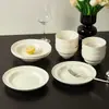 Cuenco Casual Estilo Crema Bajo Esmalte Hogareño 2024 Juego de Platos Vajilla Cerámica para el Hogar Juego de Cuenco y Plato Alta Apariencia