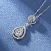 Colar de diamante de simulação de desejo feminino banhado a ouro 18k corrente de clavícula gota d'água pingente de pêra ouro branco 3A joias de zircônia
