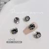 Uñas de manicura de celebridad en línea de Año Nuevo hechas a mano serie gris usar uñas diamantes tridimensionales incrustados circonita perla pila diamantes pegatinas de uñas joyería