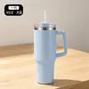 Copo de Carro Estilo Americano 40oz, Copo de Gelo para Manter Frio ao Ar Livre, Copo Simples com Canudo, Copo Térmico Portátil de Aço Inoxidável 304