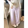 Foto real de los nuevos pantalones de pierna ancha de otoño 2026, estilo coreano, cordón, casual, holgados, simples para mujer 17767
