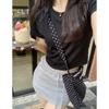 Camiseta Blanca de Manga Corta con Hombro Normal para Mujer, Estilo Verano Nuevo, Corte Ajustado, Top Camiseta Base Corta de Cintura Alta