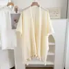 Chal Qipao para Mujer, Nuevo Estilo 2026, Adecuado para Habitaciones con Aire Acondicionado y Oficinas, Tejido Estilo Étnico con Borlas, Capa en Capas
