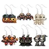 Lindos aretes de Halloween de dibujos animados, juego de decoraciones con diseño de momia, calabaza, gato negro, diablo y esqueleto.