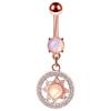 Amazon ebay flor rosa piercing de umbigo aço inoxidável Opala argola de umbigo kit com 5 peças joias para piercing corporal