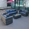 Sofá de Ratán para Exteriores, Impermeable, Protección Solar, Ocio, Silla Doble de Ratán de Hierro Forjado, Juego de Muebles para Exteriores, Balcón, Aire Libre