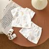 Roupa de Bebê Classe a em Algodão Puro Roupa de Verão Fina Dividida para Bebê Meninos e Meninas Suéter Roupas de Casa Conjunto de Duas Peças