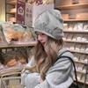 Gorro de Lã Tricô Fino Estilo Americano para Mulheres 2025 Novo Bordado de Letra Circunferência da Cabeça Grande Gorro Tendência
