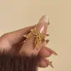 Anillo Abierto de Mariposa Metálico Mate Dorado Vintage Estilo Francés con un Ambiente Elegante, Anillo Apilable de Alta Gama Estilo Ins para Mujer