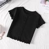 Camiseta de manga corta de verano para niñas, estilo occidental, para bebés, con personalidad infantil, marca de moda, con botones en las orejas, top popular en Internet.