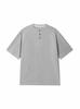 Camiseta masculina de malha waffle com gola Henley, manga curta, estilo retrô americano fresco e respirável para o verão, ombro caído, caimento solto, camisa de meia manga