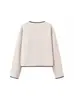 Estilo Ins Europeo y Americano Transfronterizo 2024 Nueva Moda Cuello Redondo Elegante Lazo Estilo Chanel Chaqueta Cardigan Corta para Mujer