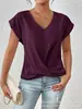 2026 Bestseller Transfronterizo de Amazon Camiseta Lisa de Cuello en V Elegante Top de Manga Corta Ropa para Mujer Primavera/Verano Amazon Transfronterizo