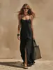 Estação Independente Transfronteiriça Europeia e Americana Moda Nova Verão Elegante Temperamento Casual Fenda Cor Sólida Alça Fina Vestido Roupas Femininas