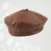 Chapéu Boina de Couro PU Versátil Estilo Pintor Britânico Popular Masculino e Feminino para Uso Diário em Compras