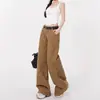 Calça Jeans de Cintura Alta Versátil Confortável com Design Único, Caimento Solto, Comprimento no Tornozelo, Perna Larga, Textura de Pera, Cintura Alta que Valoriza a Figura