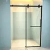 Box de chuveiro linear minimalista transfronteiriço com porta de correr de vidro temperado à prova de explosão e divisória de separação úmido-seco para banheiro