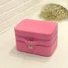 Bolso Cuadrado Pequeño Portátil de Piel Sintética Bolsa de Cosméticos Bolsa de Almacenamiento de Mano de Mediana Capacidad Grande Cosméticos con Estampado de Leopardo Rosa Femenino