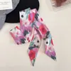 Pañuelo de Seda Estrecho Largo Floral Vintage, Diadema para el Cabello para Mujer, Elástico Elegante para el Cabello, Accesorio para el Cabello de Cinta, Diadema, Tocado, Cinta