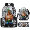Fuente de Amazon Transfronteriza mochila de una pieza One Piece Mochila Escolar Estudiante Mochila de Luffy Bolso de Hombro Estuche para Lápices