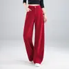 Pantalones Rojos de Pierna Ancha con Pedrería para Mujer, Novedad Primavera y Otoño 2026 de Cintura Alta Holgados Rectos Adelgazantes Casuales